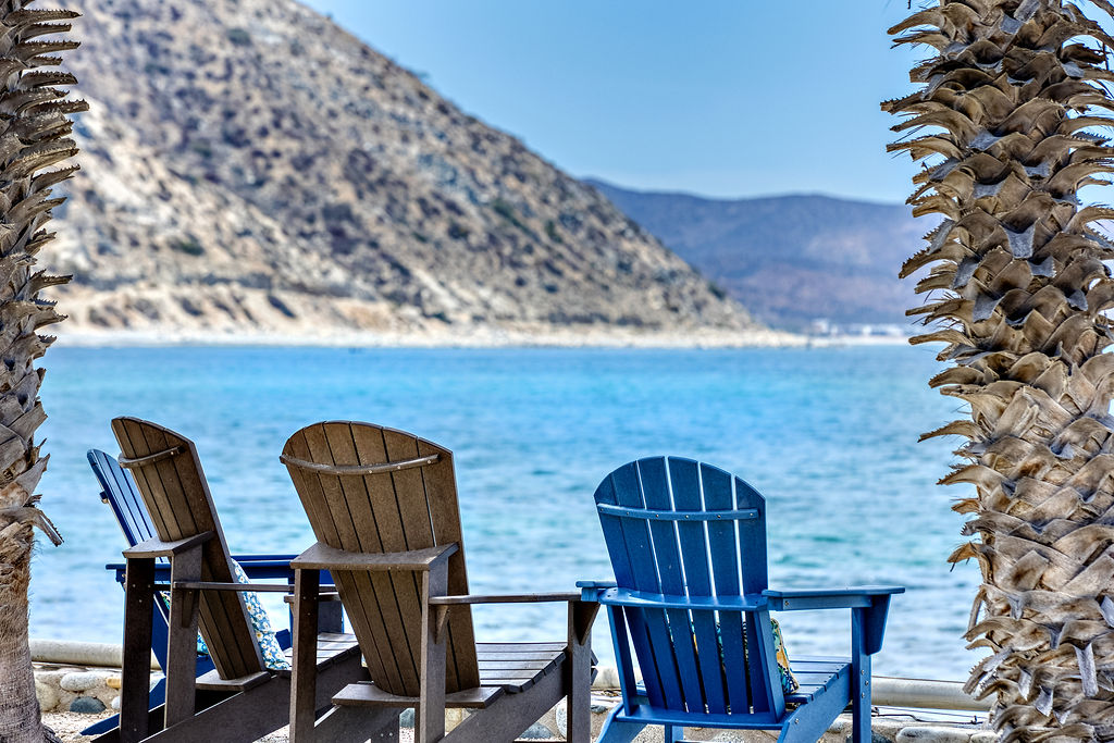 Beach chairs on the ocean